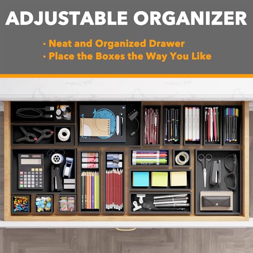 21 Piece Bamboo Drawer Organizer Storage Boxes Set