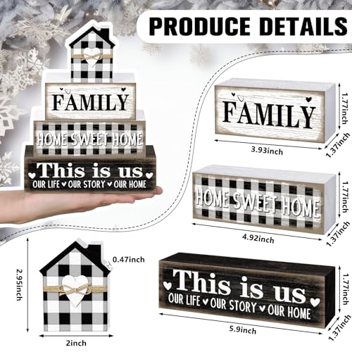 4 Pcs Farmhouse Table Decoration Rustic Sign Block (4 Count)