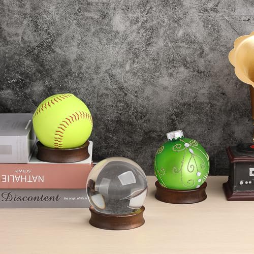 Pack of 3 Wooden Sphere Holder Display Stand for Crystal Sport Ball