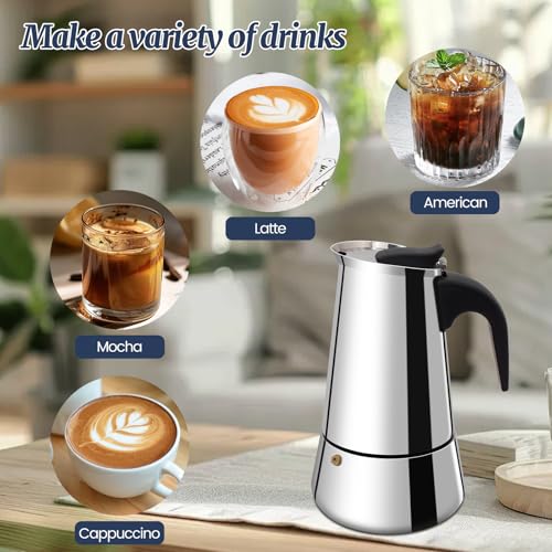 4 Cup Moka Pot Stainless Steel 200ml Italian Espresso