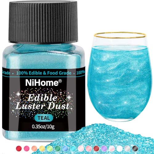 Edible Food Grade Glitter Powder Glimmer Luster Dust Metallic Fancy Food Decorating Sprinkle Glimmery Dust for Drink Wine Beverage Cake Bakery Vegan Allergen