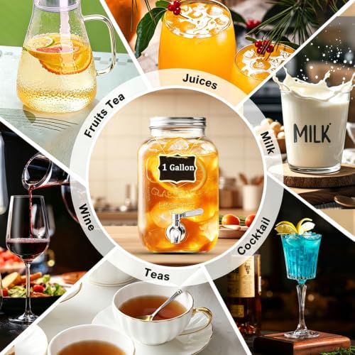 1 Gallon Glass Drinks Dispenser for Parties