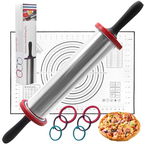 Rolling Pins Rolling Pin and Silicone Baking Pastry Mat Set