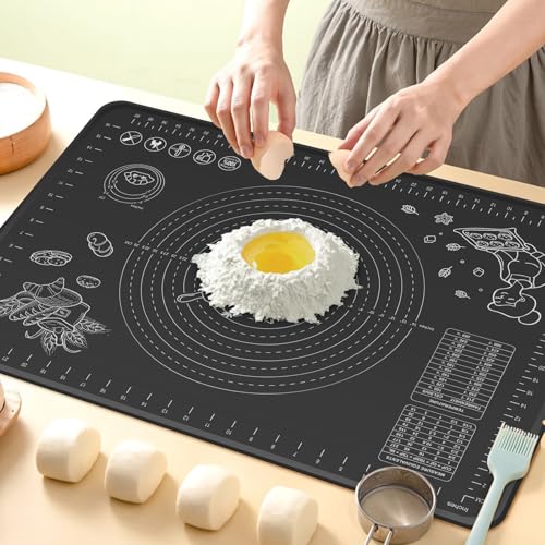 Silicone Baking Mat 32" x 24" Extra Thickness Dough Rolling Mat with Measurements and Edge Heightening
