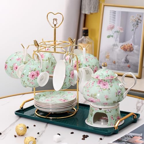 floral porcelain coffee cups set for 6 people