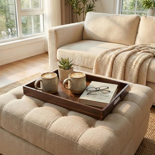 Acacia Wood Serving Tray with Handles