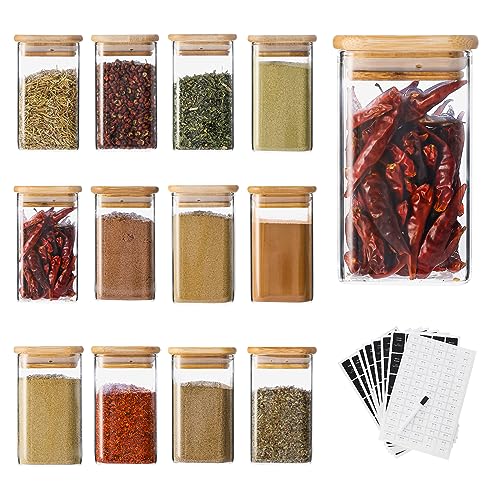 12Pcs 9oz Spice Jars Glass Container with 275 Labels (12 Count)