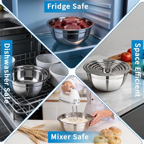 Stainless Steel Mixing Bowls with Lids (7 Count)