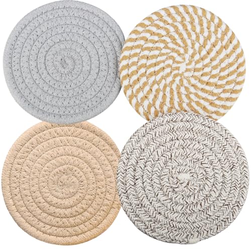 4.8 Inch Woven Drink Coasters Set of 4 (4 Count)