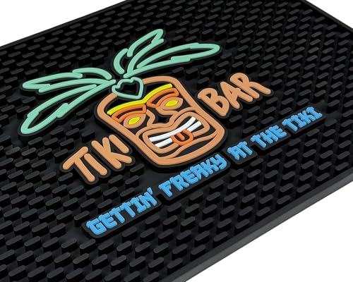Tiki Bar Mat Warrior Head Gettin Freaky at The Tiki 18x12 in