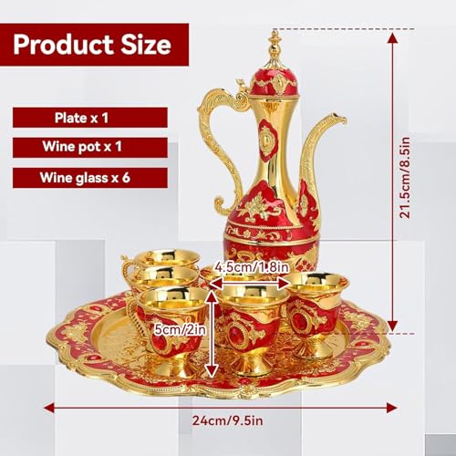 Tea Sets Vintage Coffee Pot Set with 6 Coffee Cup and Tea Tray Luxury Teapot Set Tea Party Set Art Crafts Wedding Gift
