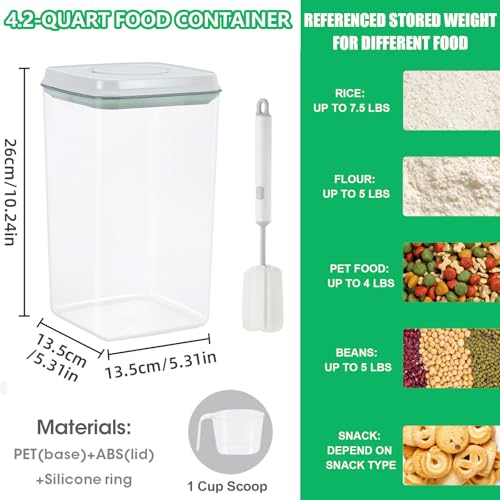 4.2 Qt Airtight Flour Rice Storage Container with Pop