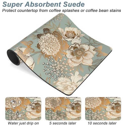 Coffee Mat 12" x 19" Cute Coffee Bar Mats for Espresso Machine Station Accessories and Organizer