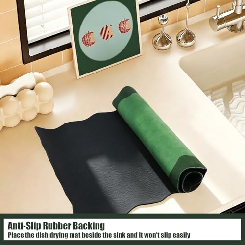 Green Scalloped Coffee Mat for Countertop Coffee Bar Mat Matt