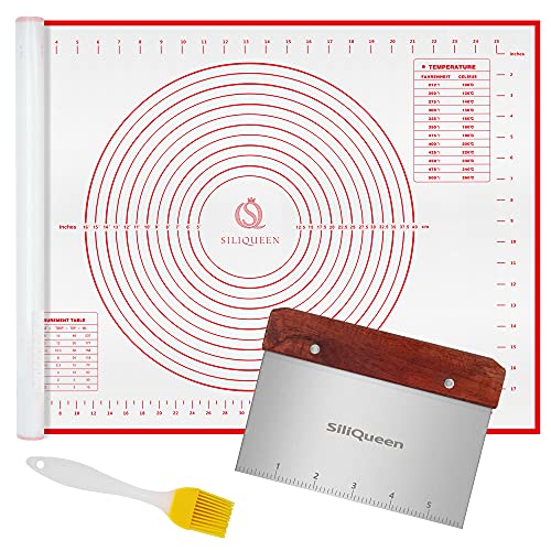 Silicone Pastry Baking Mat with Measurements Extra a Brush and a Dough Scraper