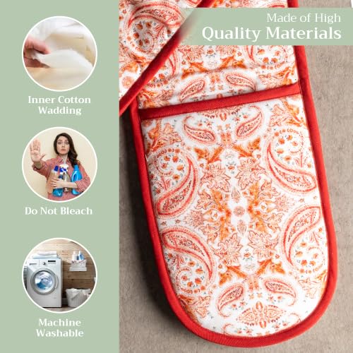 Double Oven Mitts 100% Cotton Double Oven Glove