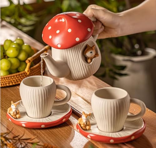 Cute Mushroom Mug with Saucer