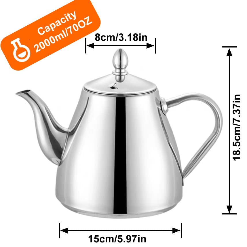 Stainless Steel Teapot Coffee Servers 2000ml