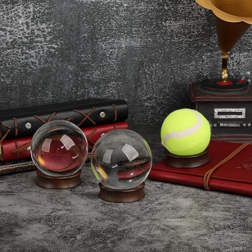 Pack of 3 Wooden Sphere Holder Display Stand for Crystal Sport Ball (3 Count)