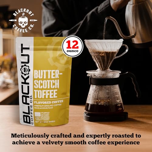 Blackout Coffee Butterscotch Toffee Flavored Ground Coffee (12 Ounce)