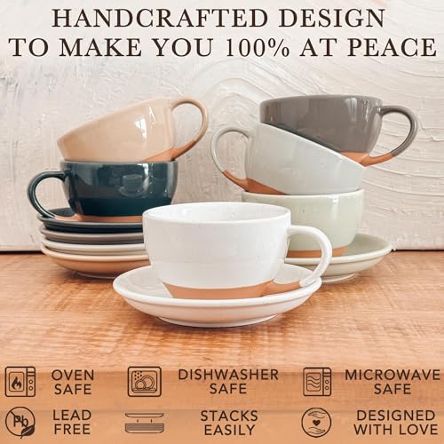 Ceramic Latte Art Mug With Saucer