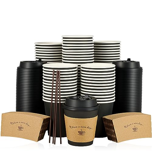 100 Pack 10 oz Paper Coffee Cups for Hot Chocolate Drinks (100 Count)