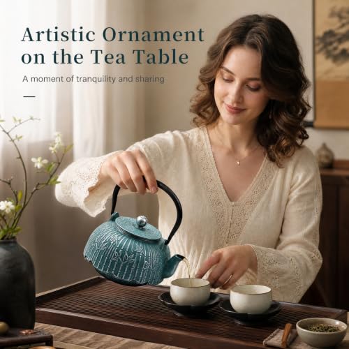 40.6oz Cast Iron Tea Kettle for Stove