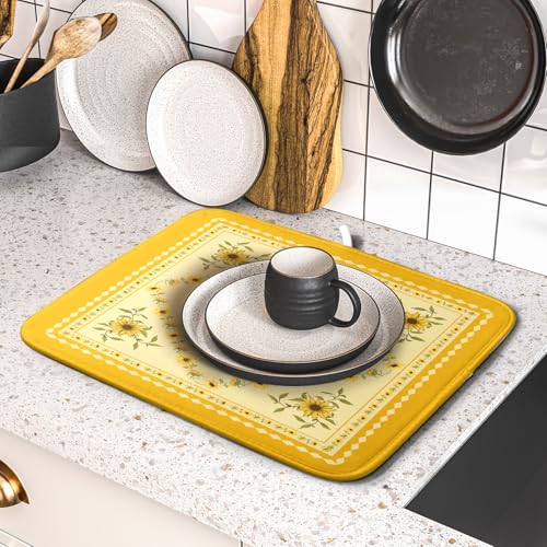 Sunflower Bee Dish Drying Mat