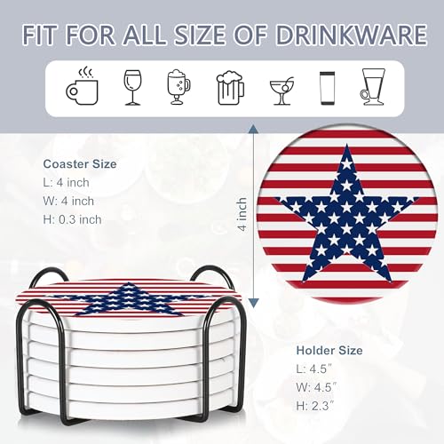 Drink Coasters Set of 6 with Holder