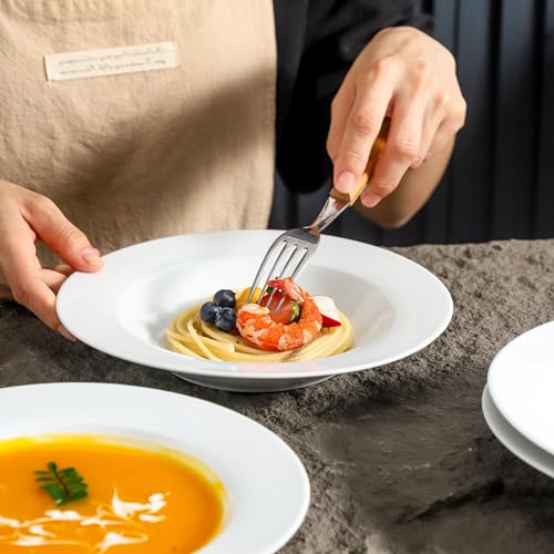 Ceramic Soup Bowls Shallow Plates (4 Count)