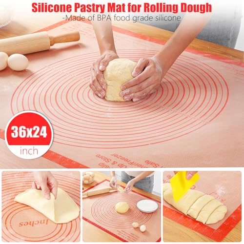 Silicone Pastry Mat 36x24 Inch Extra Large Baking Mat with Measurements