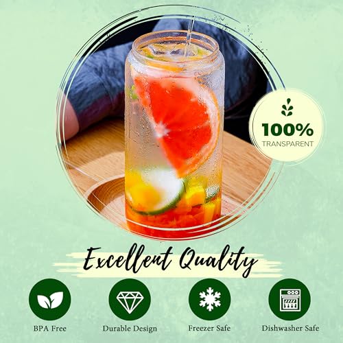 2pcs Glass Cups with Acrylic Lids and Straws 20 oz Drinking Glasses (2 Count)