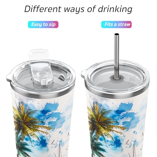 Vacuum Insulated Stainless Steel Tumbler Travel Mug 26 oz Coffee Cup with 2 Lids and Straws