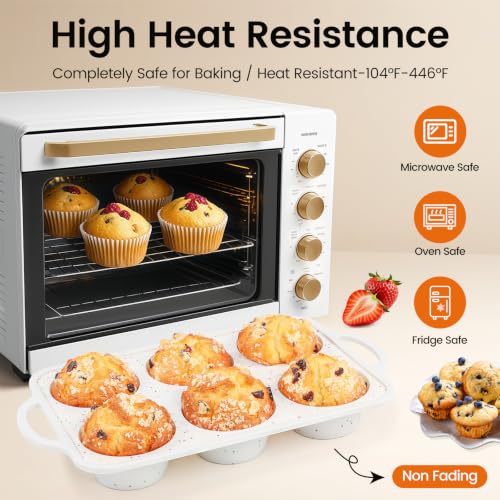 Silicone Jumbo Muffin Pan for Baking with Metal Reinforced Frame