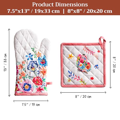 100% Cotton Oven Mitt & Pot Holder Set