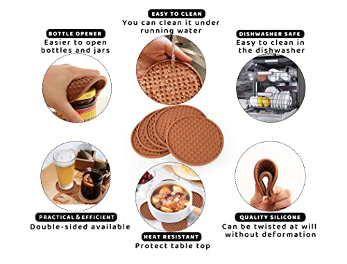 Coasters for Drinks 6 Pack Drinking Plastic Coaster with Holder