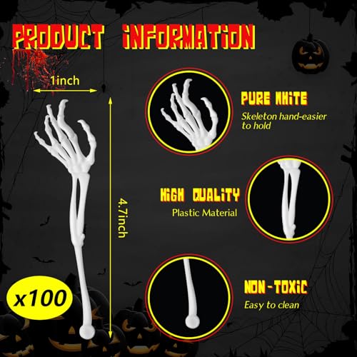 100 Pcs Halloween Swizzle Sticks Skeleton Cocktail Garnish