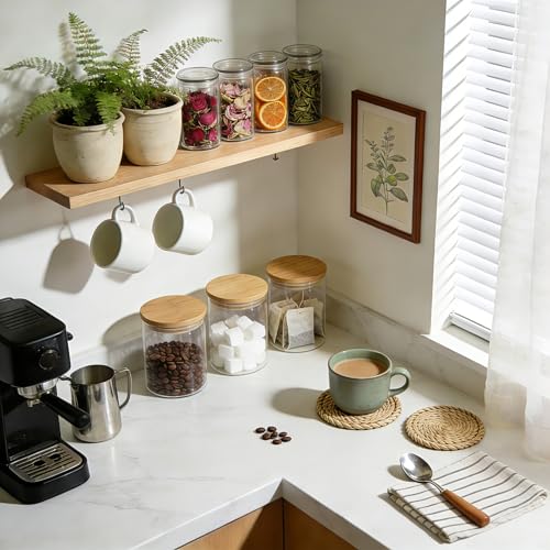 17oz Round Glass Storage Containers with Bamboo Lids (12 Count)