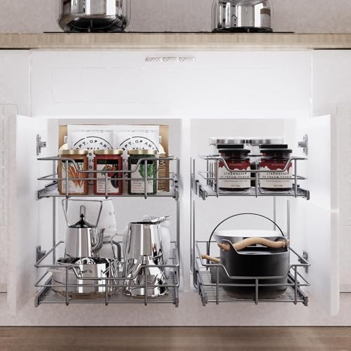 2 Tier Pull Out Cabinet Organizer 15" W X 22" D