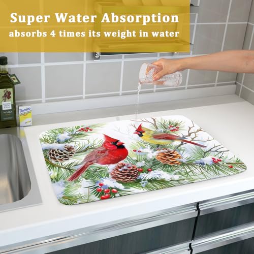 Red Birds Dish Drying Mat