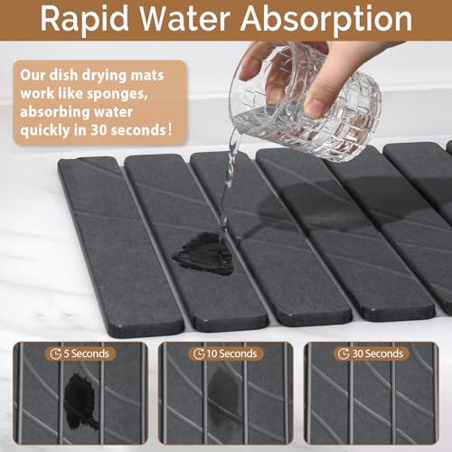 Large Stone Dish Drying Mat for Kitchen Counter (2 Count)