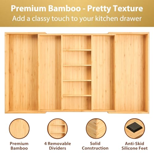 Extra Large Expandable Kitchen Drawer Organizer for Utensil and Junk