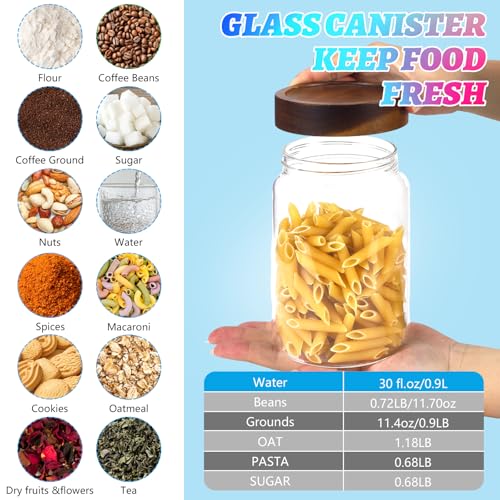 Glass Spice Jar Coffee Sugar Container Airtight Glass Jar Food Storage Canisters Bottle for Kitchen Seasoning Tea Herb Overnight Oats Bar Parfait Snacks