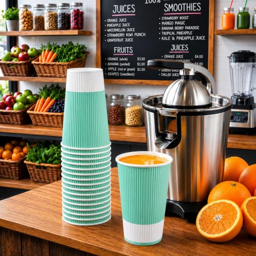 16 Ounce Paper Cups Pack of 25 Ripple Wall Disposable Cups (25 Count)