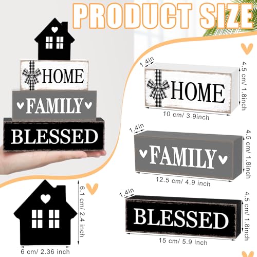 4 Pcs Farmhouse Table Decoration Rustic Sign Block (4 Count)