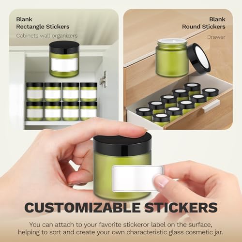 24 Pack 4 oz Green Glass Jars with Lids (24 Count)