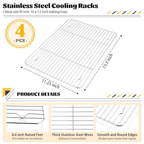 4 Pcs Baking Wire Rack for Cooling (4 Count)