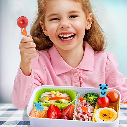 60 Pcs Silicone Lunch Box Dividers with Animal Food Picks (60 Count)