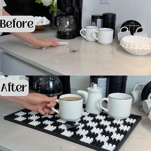 Checkered Coffee Bar Mat 18x12 in Silicone