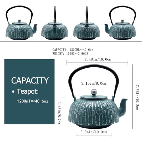 40.6oz Cast Iron Tea Kettle for Stove